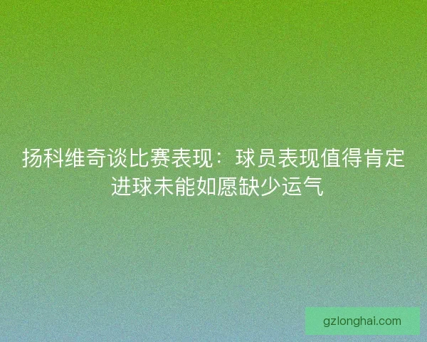 扬科维奇谈比赛表现：球员表现值得肯定 进球未能如愿缺少运气