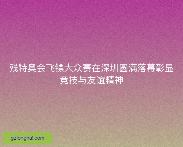 残特奥会飞镖大众赛在深圳圆满落幕彰显竞技与友谊精神 残特奥会飞镖大众赛在深圳圆满落幕彰显竞技与友谊精神