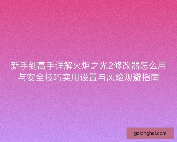 新手到高手详解火炬之光2修改器怎么用与安全技巧实用设置与风险规避指南